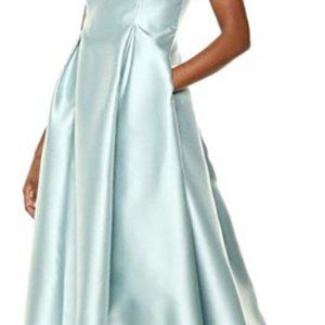 NWT Adrianna Papell High Low Mikado Gown Aqua Size 10